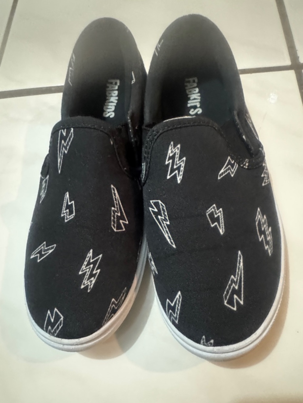 Kids Black Lightning Slip-On Shoes